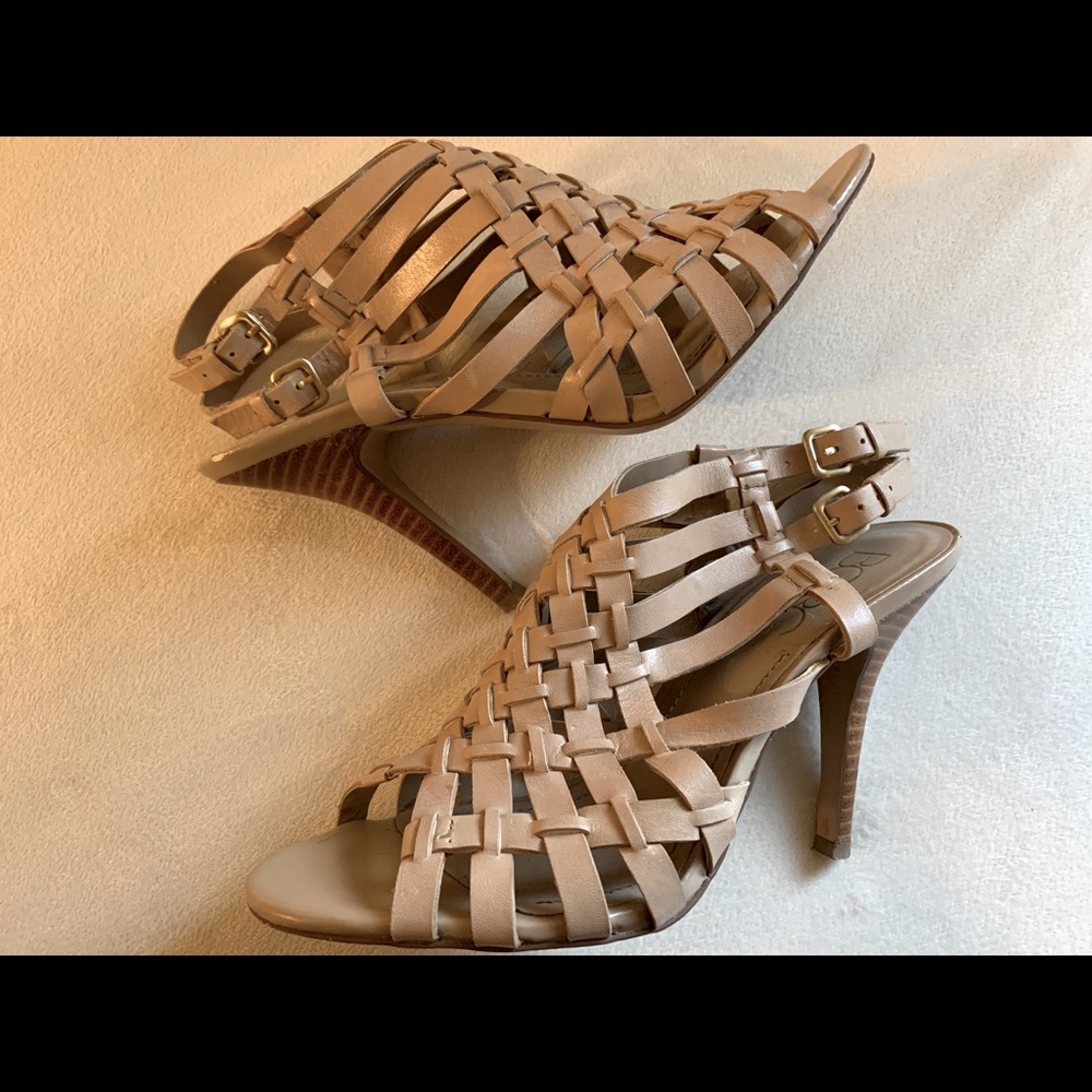 BCBG Paris leather woven sandals